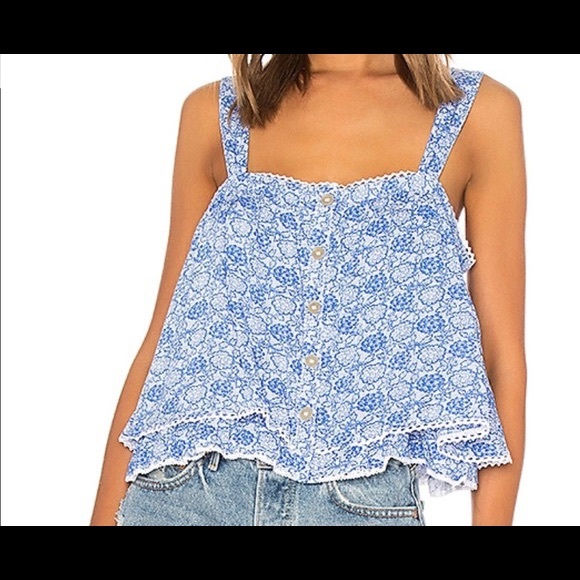 Free People Blue Floral Crop Top - Picture 7 of 8